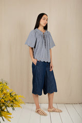 Milla Top in Navy Gingham