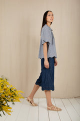 Milla Top in Navy Gingham