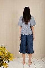 Milla Top in Navy Gingham