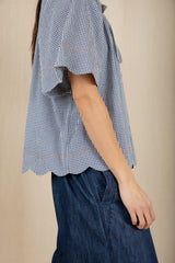 Milla Top in Navy Gingham