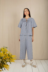 Milla Top in Navy Gingham