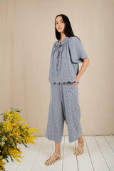 Milla Top in Navy Gingham
