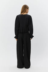 Wide Leg Suiting Trouser in Black