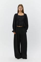Wide Leg Suiting Trouser in Black