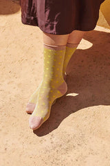 Donna Glitter Socks in Celery Green