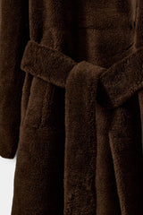 Margit Wool Fur Coat in Dark Brown