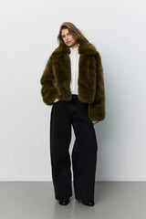 Meta Faux Fur Bomber Jacket