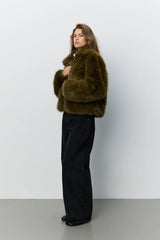 Meta Faux Fur Bomber Jacket