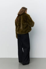 Meta Faux Fur Bomber Jacket