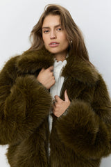 Meta Faux Fur Bomber Jacket