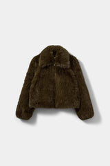 Meta Faux Fur Bomber Jacket