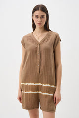 Mallorca Romper in Toast Brown