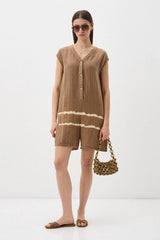 Mallorca Romper in Toast Brown