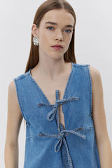 Denim Bow Top