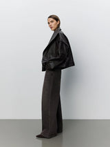 Nikita Leather Jacket in Dark Plum