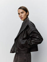 Nikita Leather Jacket in Dark Plum