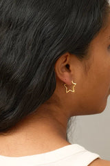 Organic Star Medium Hoops in Gold