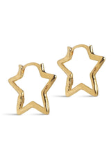 Organic Star Medium Hoops in Gold