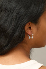 Organic Star Medium Hoops in Silver