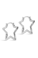 Organic Star Medium Hoops in Silver