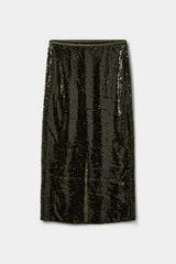 Otalia Midi Skirt in Olive Green