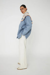 Oversized Quilted Sailor Coat in Blue