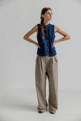 Denim Waist Coat in Indigo