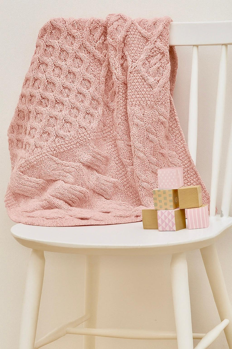 Baby Aran Blanket in Pink