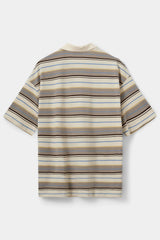 Oversized Striped Polo Shirt in Off White Stripe