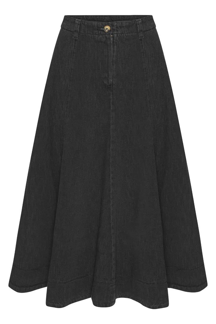 Long Denim Skirt in Dusky Grey