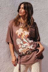 Villa Tropic Oversized Biker Tee in Coffee