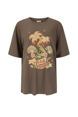 Villa Tropic Oversized Biker Tee in Coffee