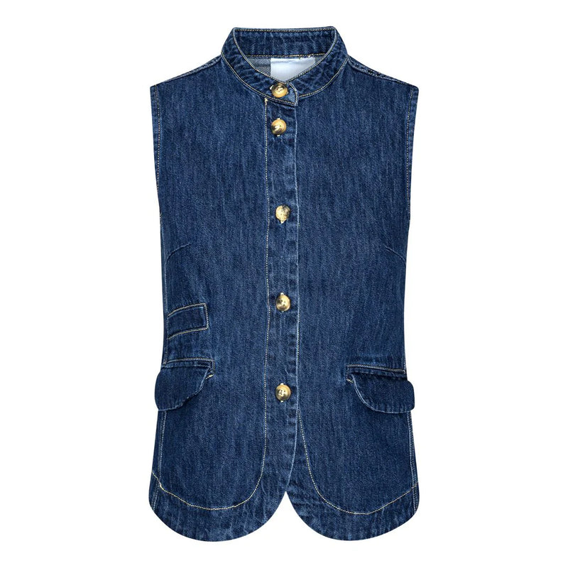 Denim Waist Coat in Indigo