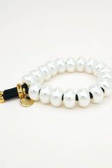 Pearly Donut Scrunchie Bracelet in Black