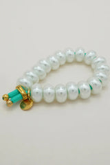 Pearly Donut Scrunchie Bracelet in Turquoise