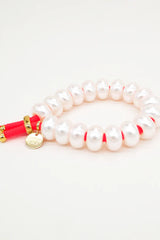 Pearly Donut Scrunchie Bracelet in Neon Orange