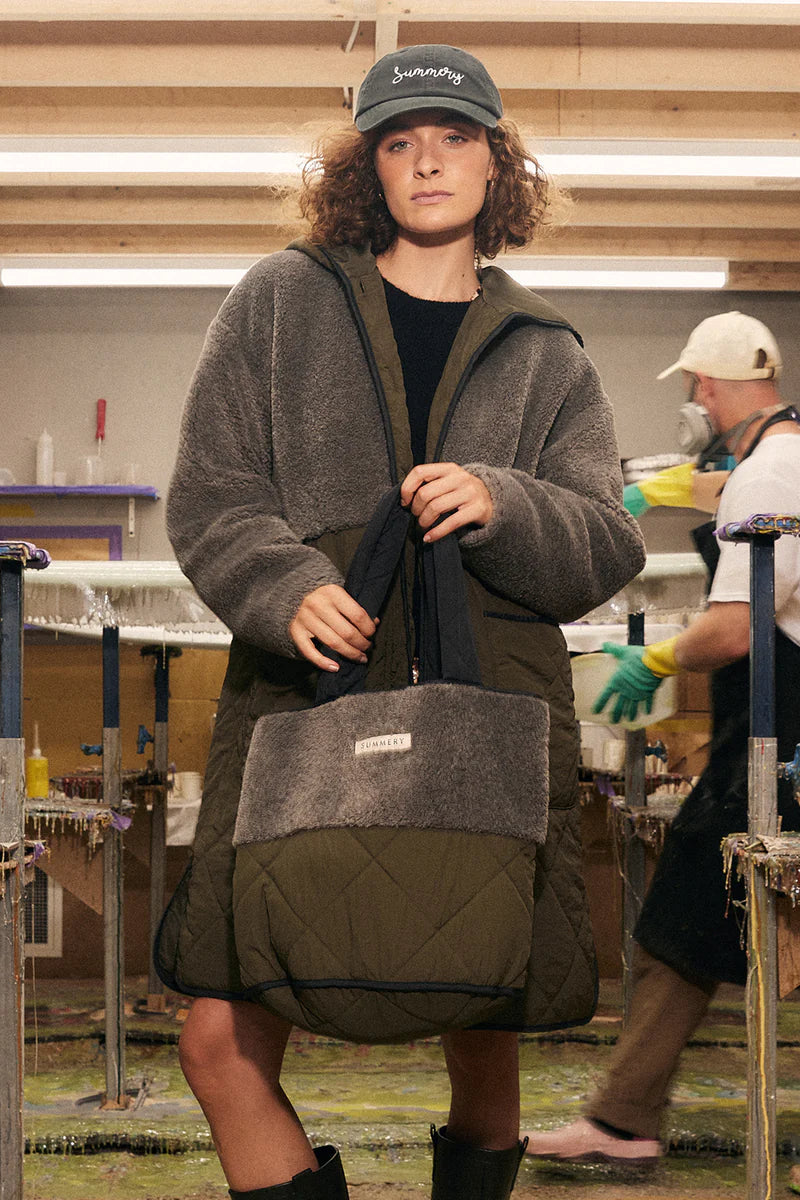 Harlow Quilted Bucket Tote Bag