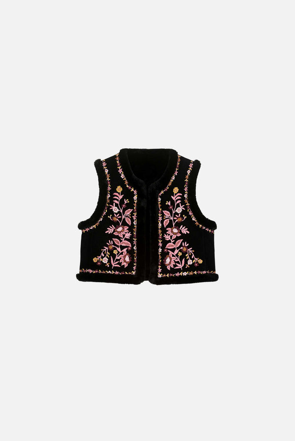 Velvet Embroidered Reversible Vest