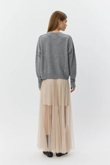 Maxi Tulle Skirt in Light Sand