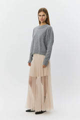 Maxi Tulle Skirt in Light Sand