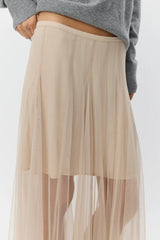 Maxi Tulle Skirt in Light Sand