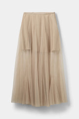 Maxi Tulle Skirt in Light Sand
