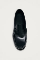 Rivet Leather Loafers in Black