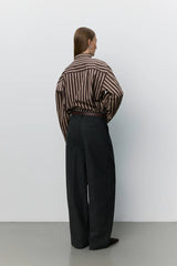 Rosalinda Wide Leg Trousers in Dark Grey