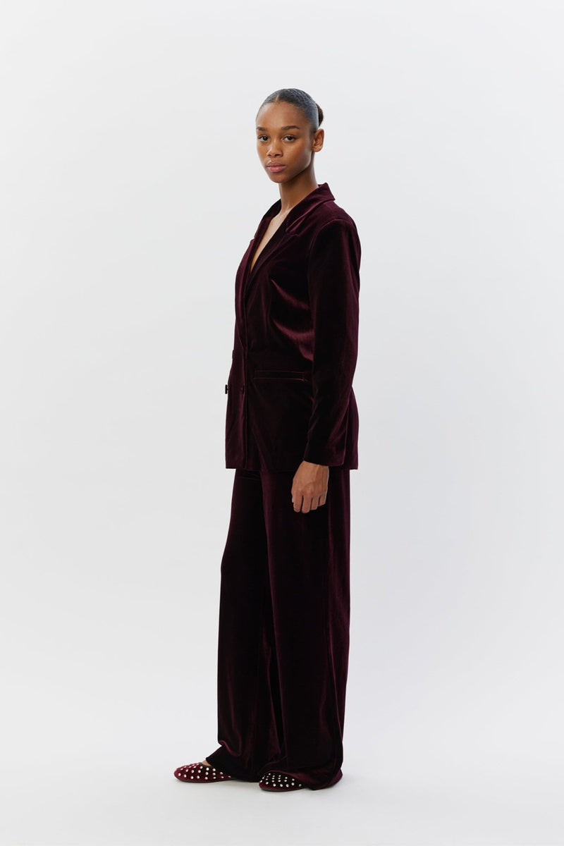 Velvet Trouser in Burgundy