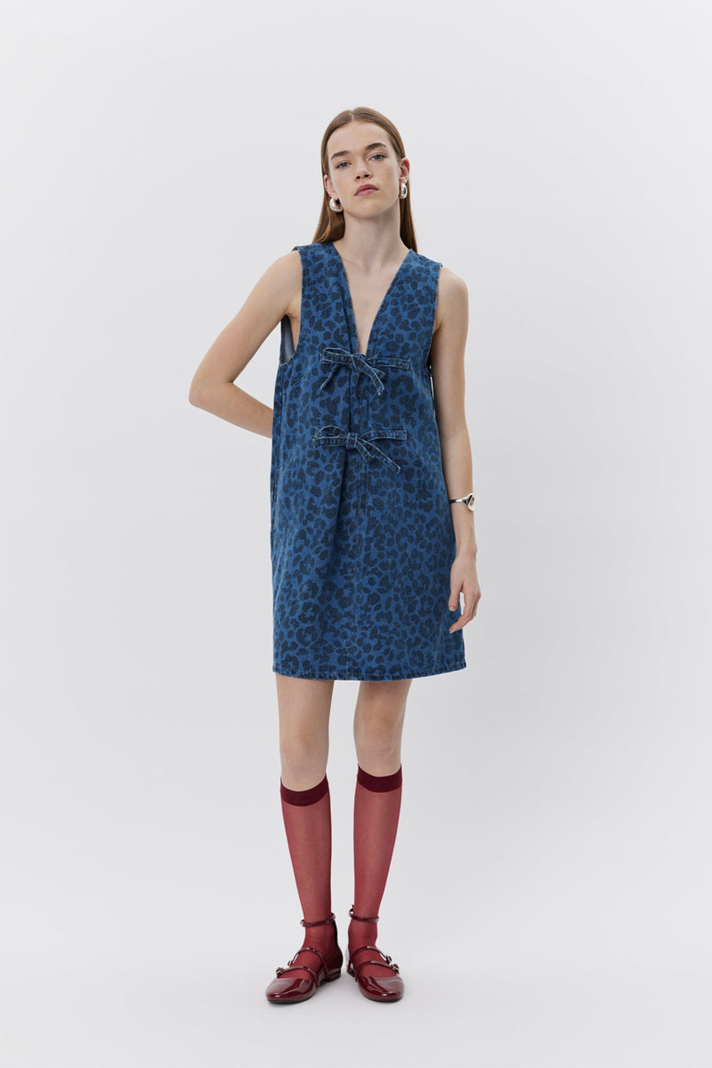 Print Dress in Denim Blue