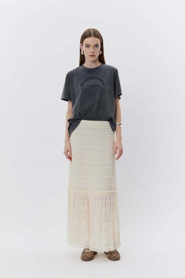Zena Slogan Tee in Washed Black