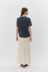 Zena Slogan Tee in Washed Black