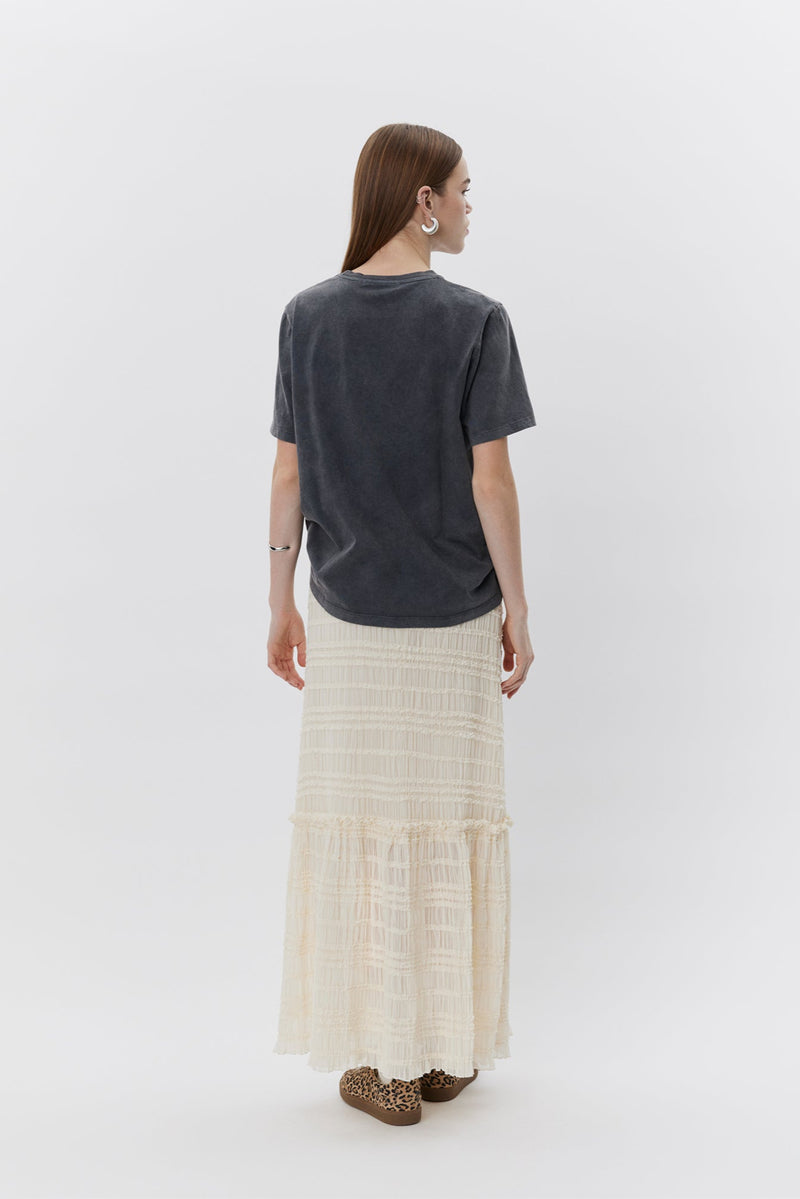 Zena Slogan Tee in Washed Black