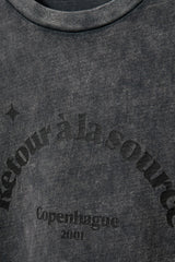 Zena Slogan Tee in Washed Black